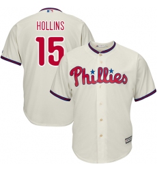 Men's Majestic Philadelphia Phillies #15 Dave Hollins Replica Cream Alternate Cool Base MLB Jersey