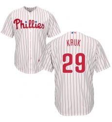 Men's Majestic Philadelphia Phillies #29 John Kruk Replica White/Red Strip Home Cool Base MLB Jersey
