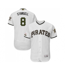 Men's Pittsburgh Pirates #8 Willie Stargell White Alternate Authentic Collection Flex Base Baseball Jersey