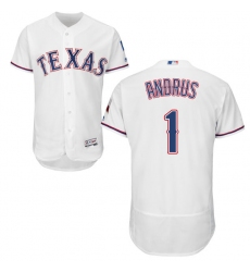 Men's Majestic Texas Rangers #1 Elvis Andrus White Home Flex Base Authentic Collection MLB Jersey