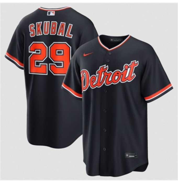 Men's Detroit Tigers #29 Tarik Skubal Navy Alternate Stitched Baseball Jersey