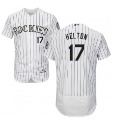 Men's Majestic Colorado Rockies #17 Todd Helton White Home Flex Base Authentic Collection MLB Jersey