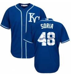 Men's Majestic Kansas City Royals #48 Joakim Soria Authentic Blue Team Logo Fashion Cool Base MLB Jersey