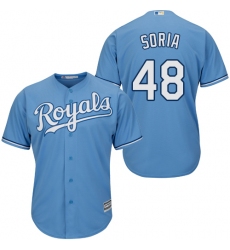 Youth Majestic Kansas City Royals #48 Joakim Soria Replica Light Blue Alternate 1 Cool Base MLB Jersey