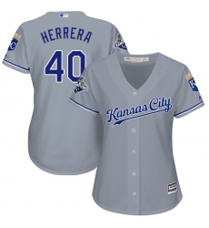 Women's Majestic Kansas City Royals #40 Kelvin Herrera Authentic Grey Road Cool Base MLB Jersey