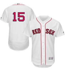 Men's Majestic Boston Red Sox #15 Dustin Pedroia White Home Flex Base Authentic Collection MLB Jersey