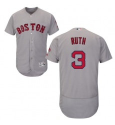 Men's Majestic Boston Red Sox #3 Babe Ruth Grey Flexbase Authentic Collection MLB Jersey
