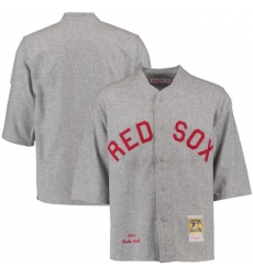 Men's Mitchell and Ness 1914 Boston Red Sox #3 Babe Ruth Authentic Grey Throwback MLB Jersey