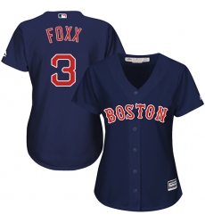 Women's Majestic Boston Red Sox #3 Jimmie Foxx Replica Navy Blue Alternate Road MLB Jersey