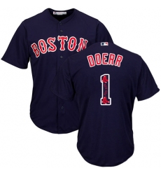 Men's Majestic Boston Red Sox #1 Bobby Doerr Authentic Navy Blue Team Logo Fashion Cool Base MLB Jersey