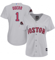Women's Majestic Boston Red Sox #1 Bobby Doerr Authentic Grey Road 2018 World Series Champions MLB Jersey