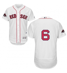 Men's Majestic Boston Red Sox #6 Johnny Pesky White Home Flex Base Authentic Collection 2018 World Series Champions MLB Jersey