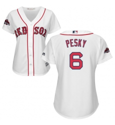 Women's Majestic Boston Red Sox #6 Johnny Pesky Authentic White Home 2018 World Series Champions MLB Jersey
