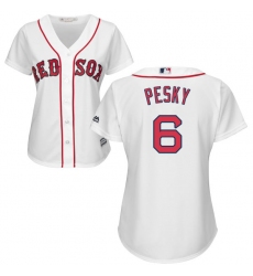 Women's Majestic Boston Red Sox #6 Johnny Pesky Authentic White Home MLB Jersey