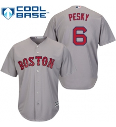 Youth Majestic Boston Red Sox #6 Johnny Pesky Replica Grey Road Cool Base MLB Jersey
