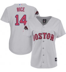 Women's Majestic Boston Red Sox #14 Jim Rice Authentic Grey Road 2018 World Series Champions MLB Jersey