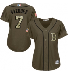 Women's Majestic Boston Red Sox #7 Christian Vazquez Authentic Green Salute to Service MLB Jersey