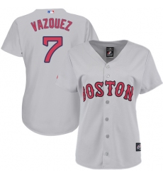 Women's Majestic Boston Red Sox #7 Christian Vazquez Authentic Grey Road MLB Jersey