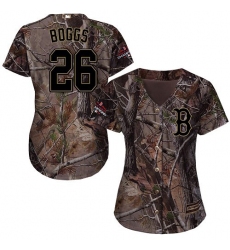 Women's Majestic Boston Red Sox #26 Wade Boggs Authentic Camo Realtree Collection Flex Base 2018 World Series Champions MLB Jersey