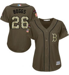 Women's Majestic Boston Red Sox #26 Wade Boggs Authentic Green Salute to Service 2018 World Series Champions MLB Jersey
