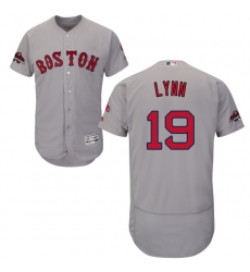 Men's Majestic Boston Red Sox #19 Fred Lynn Grey Road Flex Base Authentic Collection 2018 World Series Champions MLB Jersey