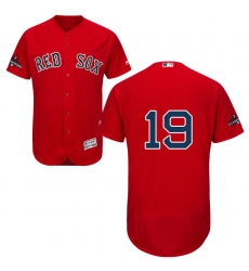 Men's Majestic Boston Red Sox #19 Fred Lynn Red Alternate Flex Base Authentic Collection 2018 World Series Champions MLB Jersey