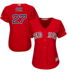 Women's Majestic Boston Red Sox #27 Carlton Fisk Replica Red Alternate Home MLB Jersey
