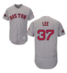 Men's Majestic Boston Red Sox #37 Bill Lee Grey Road Flex Base Authentic Collection 2018 World Series Champions MLB Jersey