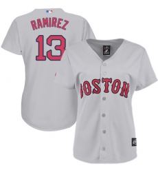 Women's Majestic Boston Red Sox #13 Hanley Ramirez Authentic Grey Road MLB Jersey