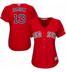 Women's Majestic Boston Red Sox #13 Hanley Ramirez Authentic Red Alternate Home MLB Jersey