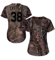 Women's Majestic Boston Red Sox #38 Rusney Castillo Authentic Camo Realtree Collection Flex Base 2018 World Series Champions MLB Jersey