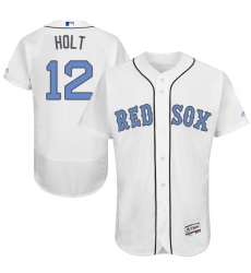 Men's Majestic Boston Red Sox #12 Brock Holt Authentic White 2016 Father's Day Fashion Flex Base MLB Jersey