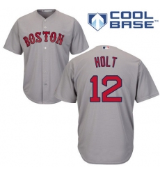 Men's Majestic Boston Red Sox #12 Brock Holt Replica Grey Road Cool Base MLB Jersey