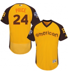 Men's Majestic Boston Red Sox #24 David Price Yellow 2016 All-Star American League BP Authentic Collection Flex Base MLB Jersey