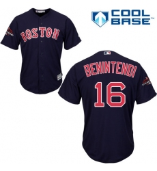 Youth Majestic Boston Red Sox #16 Andrew Benintendi Authentic Navy Blue Alternate Road Cool Base 2018 World Series Champions MLB Jersey