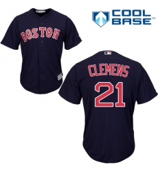 Men's Majestic Boston Red Sox #21 Roger Clemens Replica Navy Blue Alternate Road Cool Base MLB Jersey