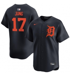 Men's Detroit Tigers #17 Jace Jung Black 2024 Alternate Limited Stitched Baseball Jersey