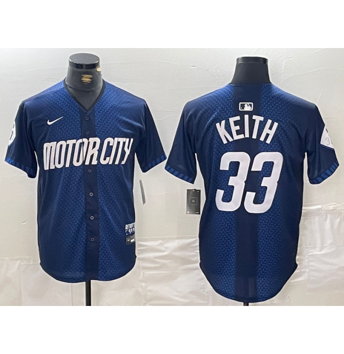 Men's Detroit Tigers #33 Colt Keith 2024 Navy City Connect Cool Base Limited Stitched Jersey