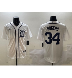 Men's Detroit Tigers #34 Jake Rogers White Cool Base Stitched Baseball Jersey