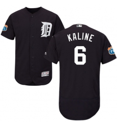 Men's Majestic Detroit Tigers #6 Al Kaline Navy Blue Alternate Flex Base Authentic Collection MLB Jersey