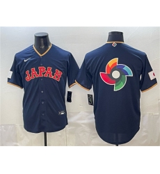 Men's Japan Baseball Team Big Logo Navy 2026 World Baseball Classic Road Stadium Stitched Jersey