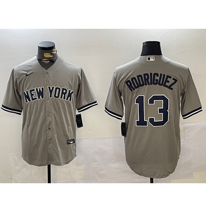 Men's New York Yankees #13 Alex Rodriguez Grey Cool Base Stitched Jersey