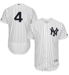 Men's Majestic New York Yankees #4 Lou Gehrig White Home Flex Base Authentic Collection MLB Jersey
