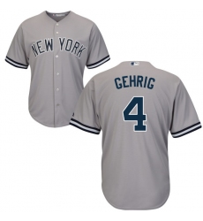 Youth Majestic New York Yankees #4 Lou Gehrig Authentic Grey Road MLB Jersey