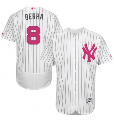 Men's Majestic New York Yankees #8 Yogi Berra Authentic White 2016 Mother's Day Fashion Flex Base MLB Jersey