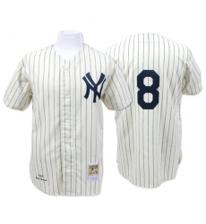 Men's Mitchell and Ness New York Yankees #8 Yogi Berra Authentic White Throwback MLB Jersey