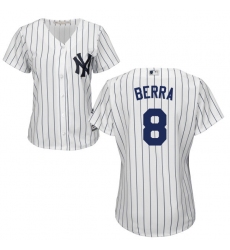Women's Majestic New York Yankees #8 Yogi Berra Authentic White Home MLB Jersey