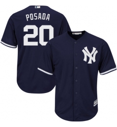 Men's Majestic New York Yankees #20 Jorge Posada Replica Navy Blue Alternate MLB Jersey