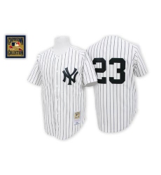 Men's Mitchell and Ness New York Yankees #23 Don Mattingly Authentic White Throwback MLB Jersey