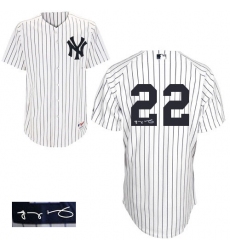 Men's Majestic New York Yankees #22 Jacoby Ellsbury Authentic White Home Autographed MLB Jersey
